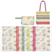 Set borsa, pochette e telo mare Eleganza Esotica – Rosa