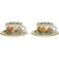 Set 2 tazze Country con fiori, farfalla e uccellino medio