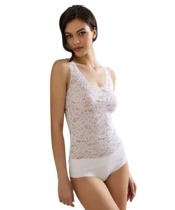 Canottiera donna pizzo taglio laser Jadea 8024 – Bianco