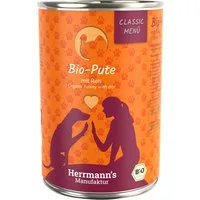 Herrmann's Menù Classic / Bio-Menù 6 x 400 g umido cane - Tacchino bio con Riso bio