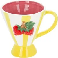 Tazza fragole righe gialle 230 ml Florafruit ceramica