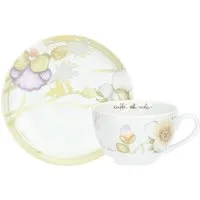 Set 2 tazze colazione con piattino in porcellana Bloom
