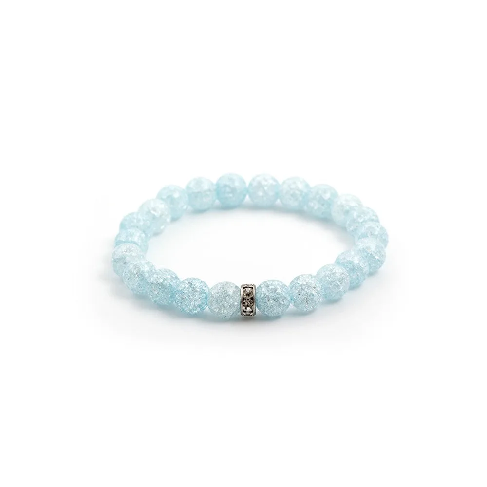 Agato Bracciale perline cristallo azzurro MINK45/17 — Bracciale – Blu · Donna