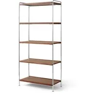 Alima NDS6 Étagères 83x38x174 cm Chrome/Noyer laqué solide – Cromo