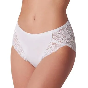 Slip donna midi in cotone-modal con pizzo Cotonella ADC89 – Bianco