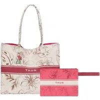 Borsa mare con pochette e charm Eleganza Esotica – Rosa