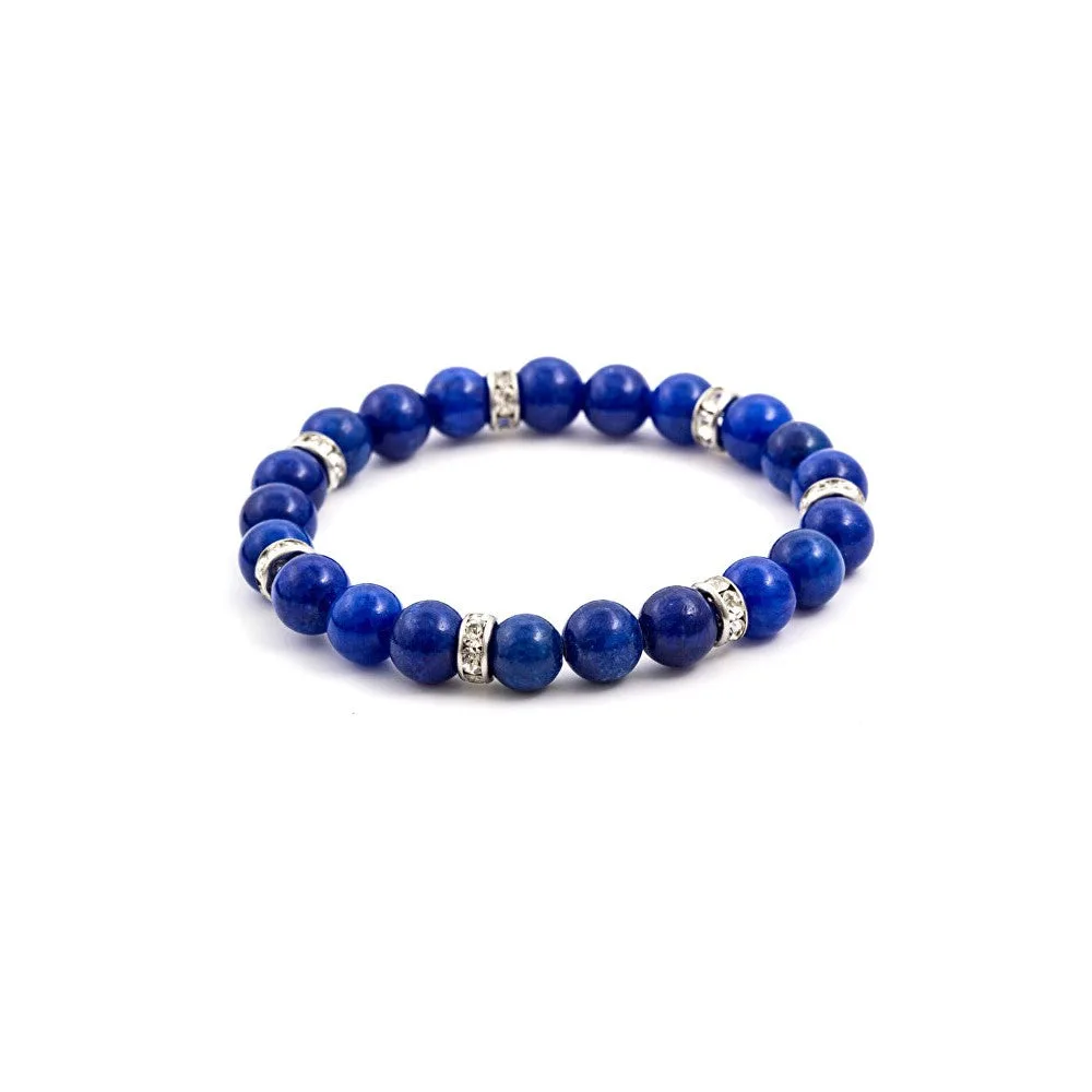 Agato Bracciale perline giada blu MINK71/18 — Bracciale