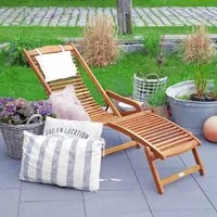 Ligbed Acaciahout 166x70x70cm incl Kussen – 70x70x166cm