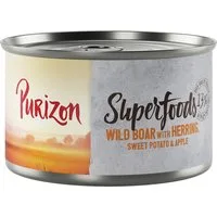Purizon Superfoods 24 x 140 g - Cinghiale con Aringa, Patata dolce e Mela