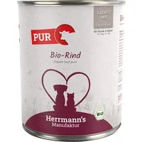Herrmann's Bio Carne pura / Carne pura Bio 6 x 800 g umido per cani e gatti - Manzo Bio