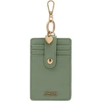 Porta carte con gancio in ecopelle, verde