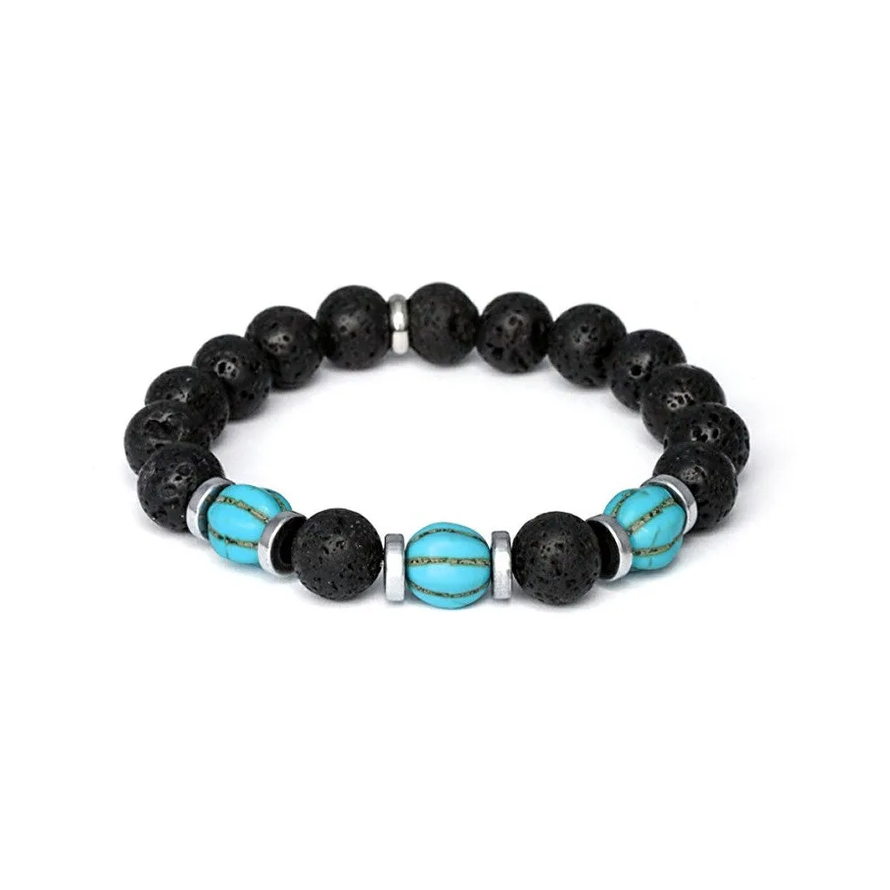 Agato Bracciale pietra lavica, ematite e turchese MINK163/20 — Bracciale – Unisex