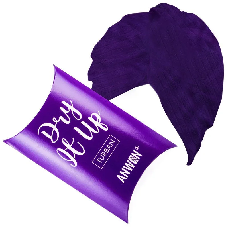 Anwen Dry It Up Turbante Capelli Viola Viscosa Bambù — Turbante per capelli