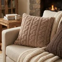 Cuscino arredo cammello jaquard sherpa 45x45 cm