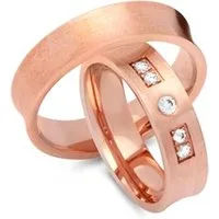 Alianzas 14 quilates oro rosa 5 diamantes