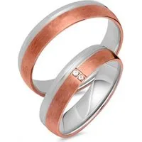 Alianzas 14 quilates oro rojo-blanco 2 diamantes
