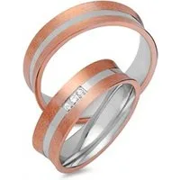 Alianzas 14 quilates oro rojo-blanco 3 diamantes