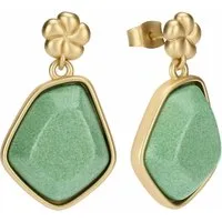 Orecchini pendenti con fiore e pietra – Verde · Donna