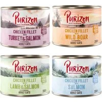 Purizon Adult 24 x 200 g - senza cereali - Mix: 12x Salmone, 4x Cinghiale, 4x Agnello & Salmone, 4x Salmone & Tacchino
