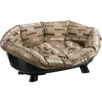Ferplast Cesta-sofà Siesta Deluxe nera con rivestimento Cities  - Set %: Tg 10 cesta + rivestimento + imbottitura