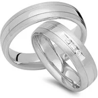 Alianzas 14 quilates oro blanco 3 diamantes