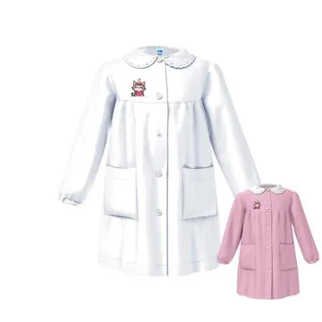 GREMBIULE ASILO BAMBINA SIGGI 33GR4330 RICAMO GATTINO – Bianco