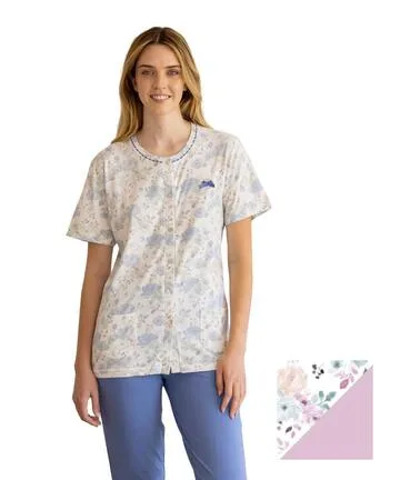 Pigiama donna aperto a manica corta in jersey di cotone Irge IRL2563
