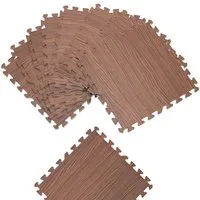 Vloerbescherming / puzzelmat 8-delig, bruine houten look – 90x1.2x180cm