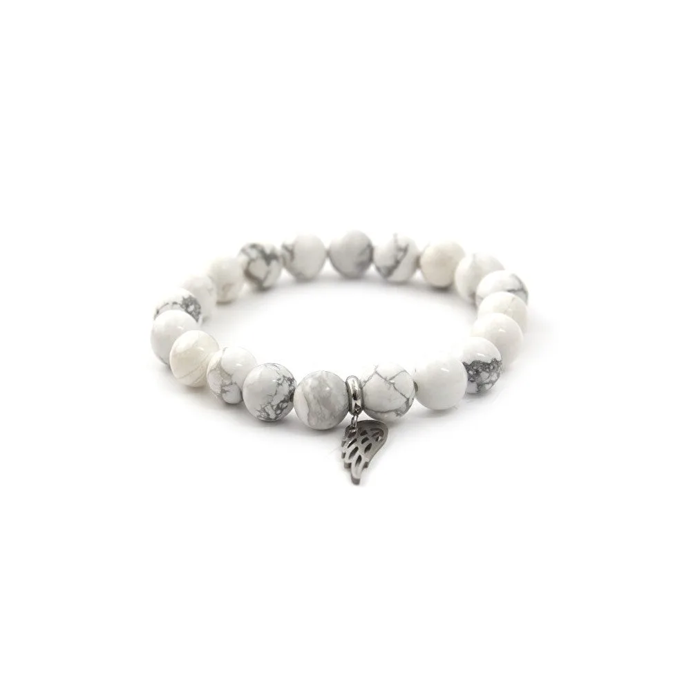 Agato Bracciale perline howlite bianca MINK30/17 — Bracciale – Unisex
