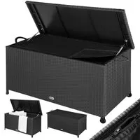 Polyrotan kussenbox Zwart 117x53x60cm met 2 Wielen – 56x61x122cm