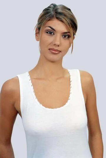 CANOTTA DONNA IN COTONE MAKO DONNA LEABLE 1406 Tg.3/6 – Bianco