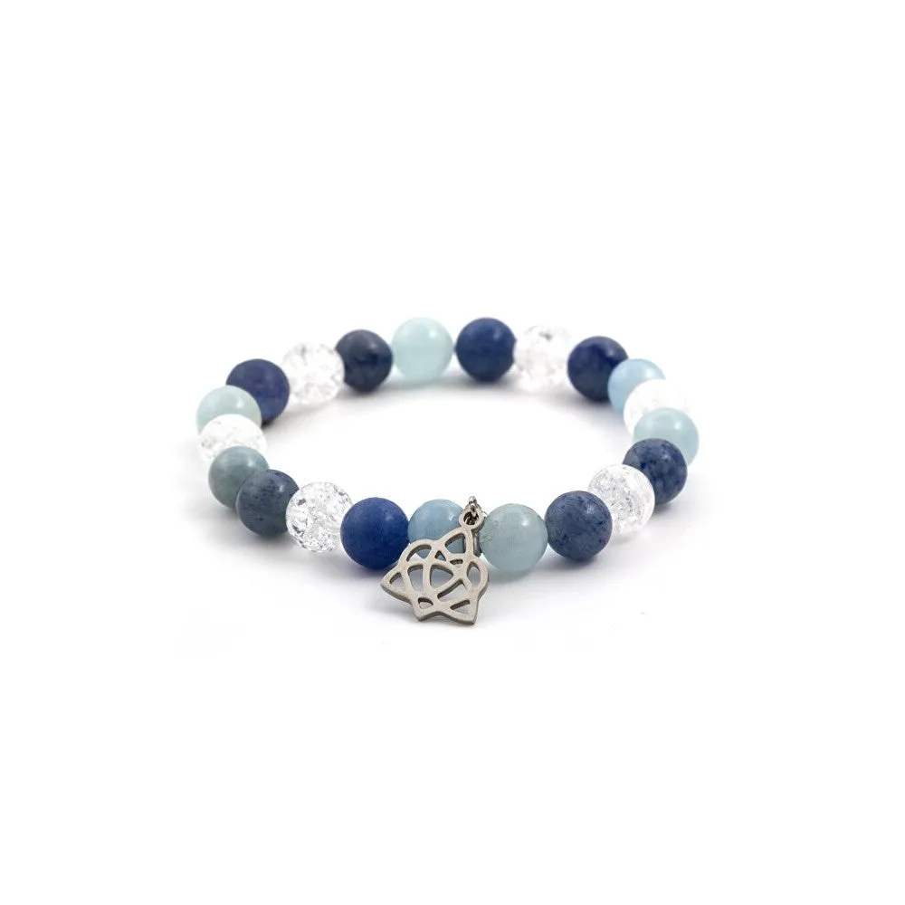 Agato Bracciale perline acquamarina, avventurina e cristallo MINK40/17 — Bracciale – Unisex