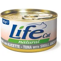 LifeCat Natural Adult Alimento umido per gatti 12 x 85 g - Tonno con Alicette