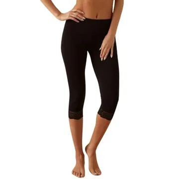 LEGGINGS CAPRI IN COTONE FONDO PIZZO JADEA 4319 – Nero · Donna