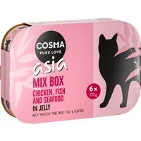 Cosma Asia in gelatina 24 x 170 g Alimento umido per gatti - Mix: 3 gusti al Pollo + 1 gusto al Tonno – Bianco