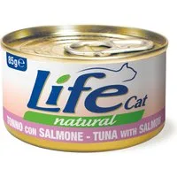 LifeCat Natural Adult Alimento umido per gatti 12 x 85 g - Tonno con Salmone
