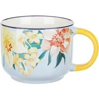 Tazza fiori 570 ml in porcellana bianca e gialla – Giallo