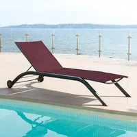 Lettino prendisole 201x99x80 cm Milenio bordeaux