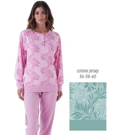 Pigiama donna calibrato a serafino in jersey di cotone Karelpiu KE0046 – XXXL