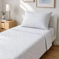 Completo letto singolo cotone Pois blu