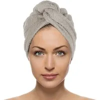 Asciugamano turbante capelli cotone Basik grigio
