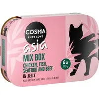 Cosma Asia in gelatina 24 x 170 g Alimento umido per gatti - Mix: 4 gusti al Tonno + 1 gusto al Pollo - NOVITÀ – Bianco