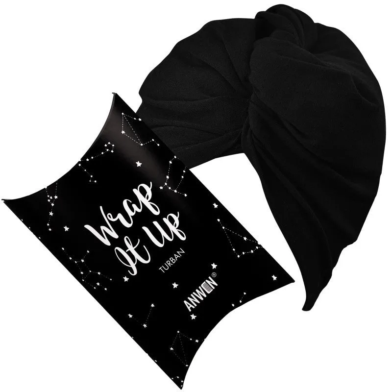 Anwen Wrap It Up Turbante Capelli nero Cotone — Turbante per capelli