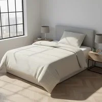 Parure copripiumino 1 piazza e mezza cotone righe beige