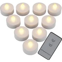 Theelichtjes LED Set van 10 Wit Kunststof 37x36mm – 37x37x36cm
