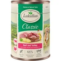 Lukullus 24 x 400 g - Adult senza cereali Manzo & Tacchino – Bambino