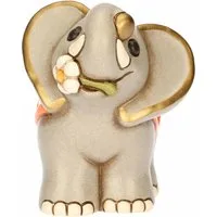 Elefante Elly con fiore in ceramica, medio – Oro