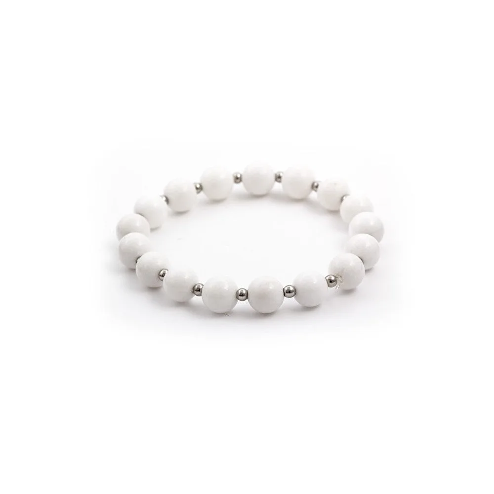 Agato Bracciale perline giada bianca MINK31/17 — Bracciale – Unisex
