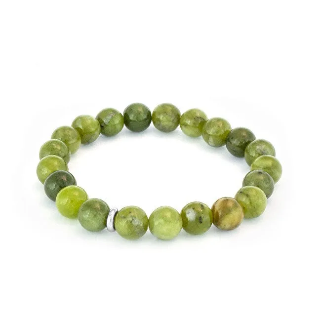Agato Bracciale con perline di giadeite MINK133/17 — Bracciale – Unisex