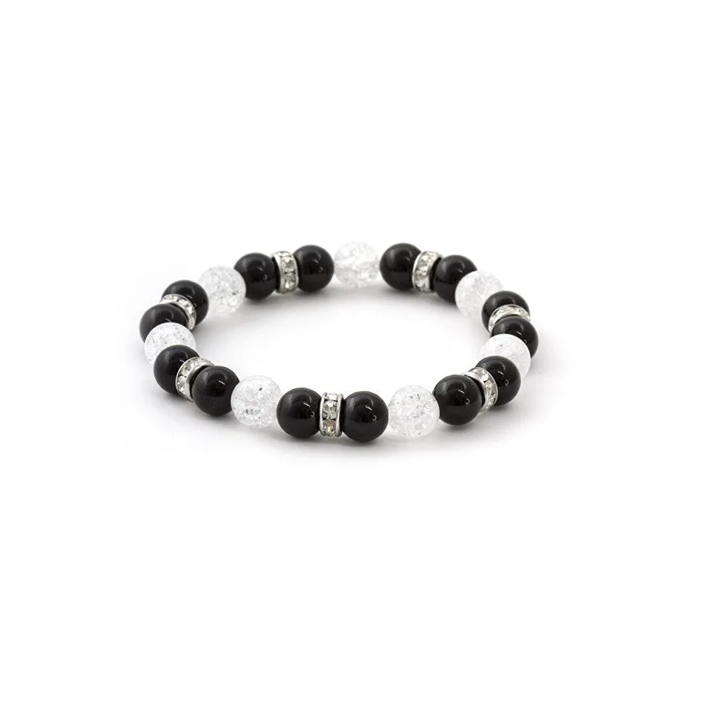 Agato Bracciale perline onice e cristallo MINK74/18 — Bracciale – Donna